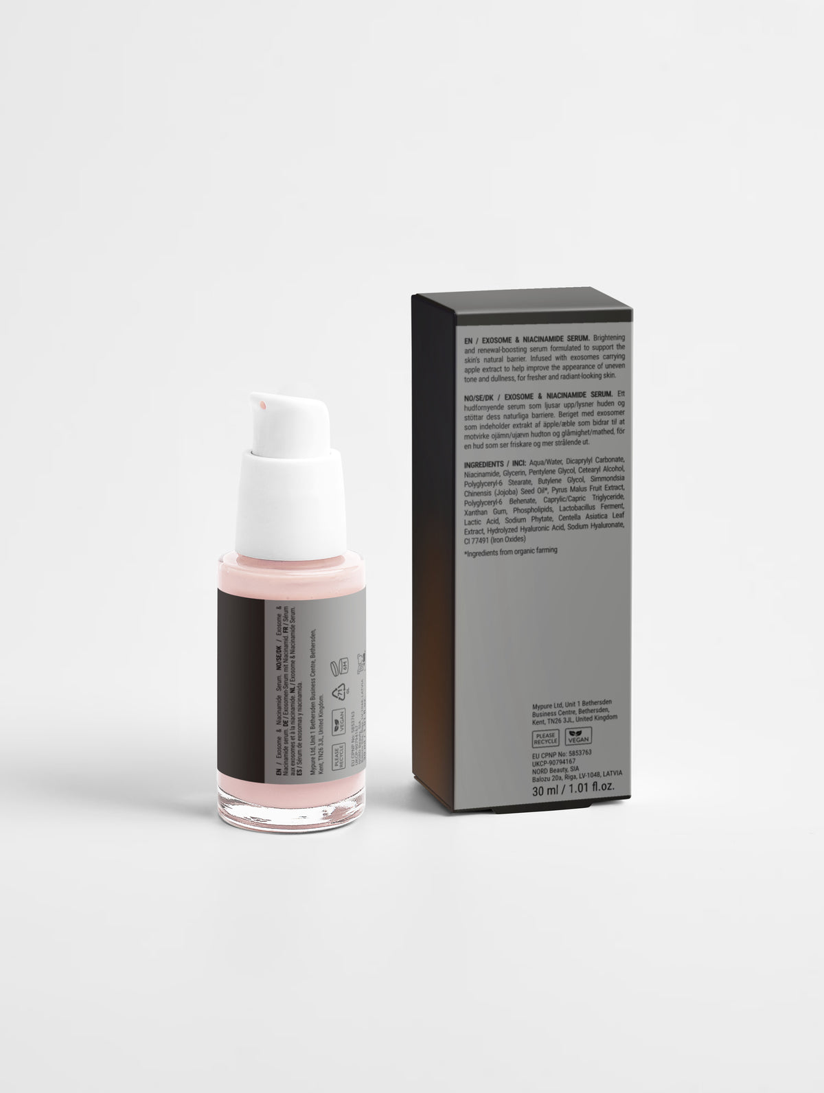 Nexa Exosome & Niacinamide Serum shown with its dropper, second view